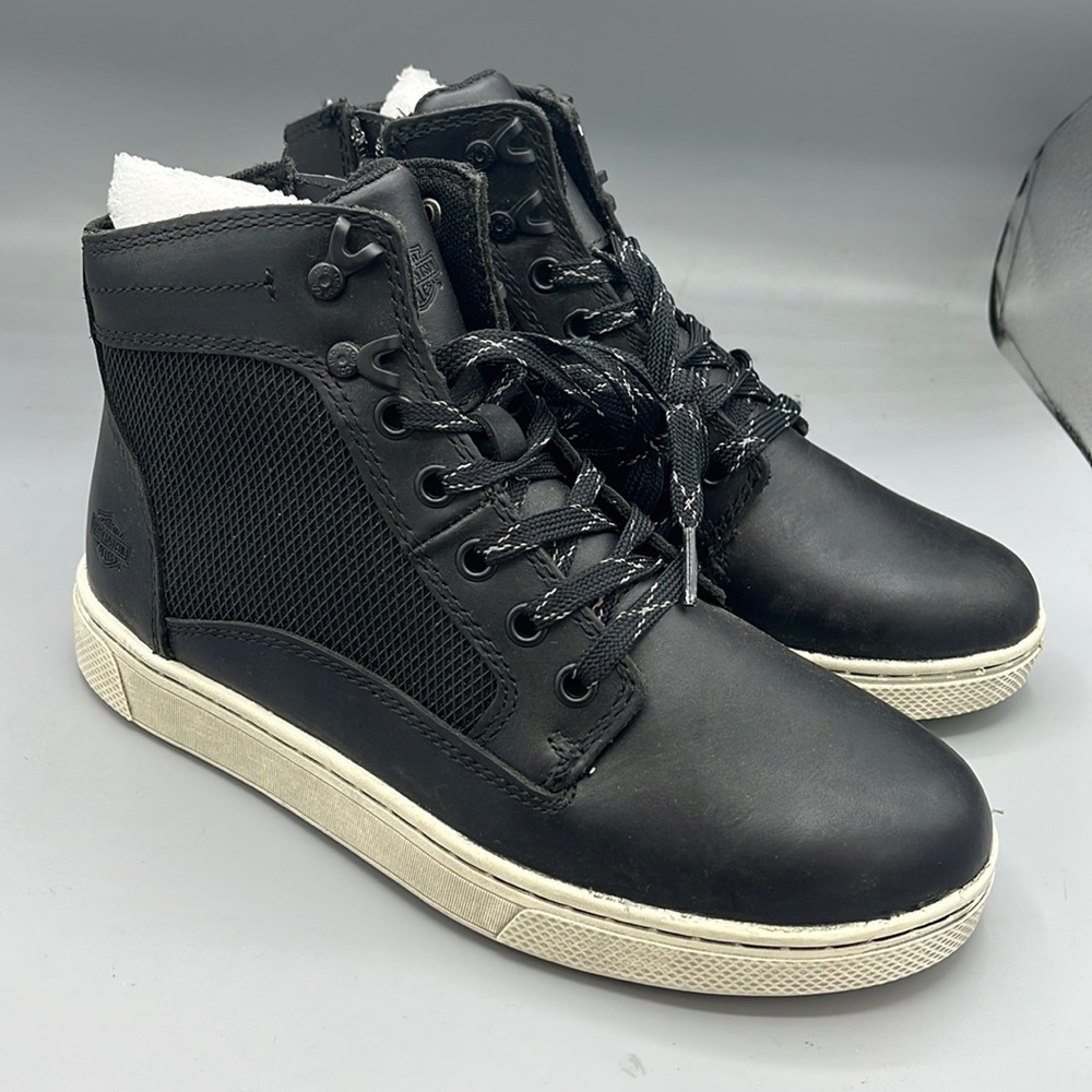 Harley-Davidson Black High-Top Sneakers with White Soles
